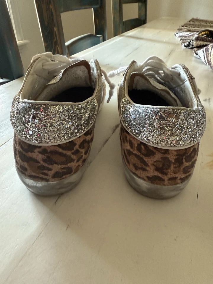 Philippe Model Paris 女式 37 码运动鞋,豹纹银色闪光 — 第 4/4 张图片