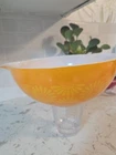 Vtg Pyrex 444 Orange Yellow Daisy Sunflower Cinderella 4 Qt Nesting Mixing Bowl