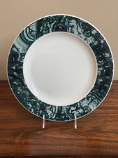 Retro Syracuse China 1997 Dark Green Marbled Border 12" Round Platter Chop Plate