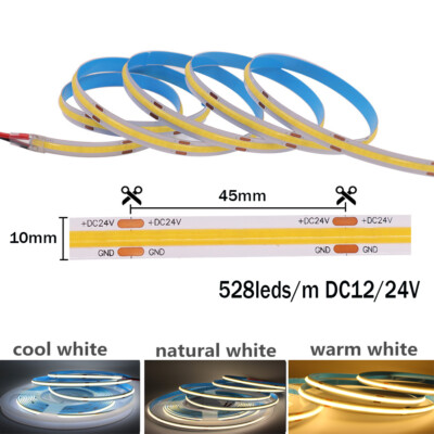DC12V/24V COB Flexible led strip light 528leds/m white High Density FOB led Tape