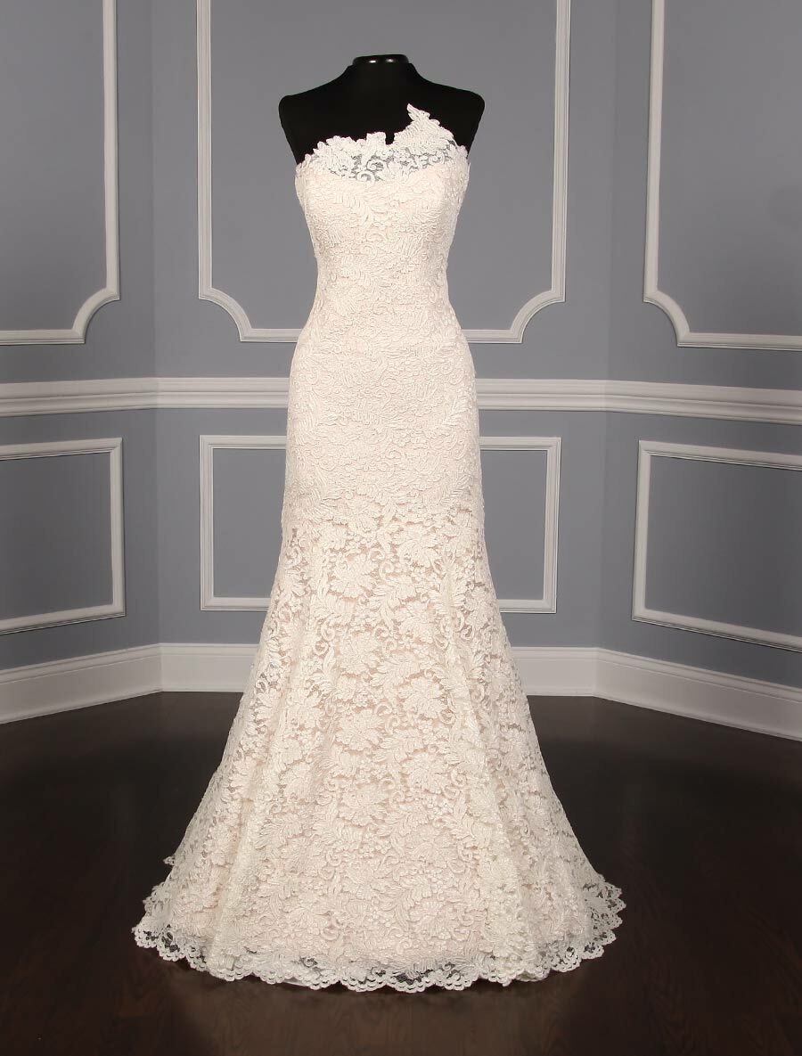 Romona Keveza Legends L7131 Lace Strapless Fit Flare Trumpet Wedding Dress  12 | eBay