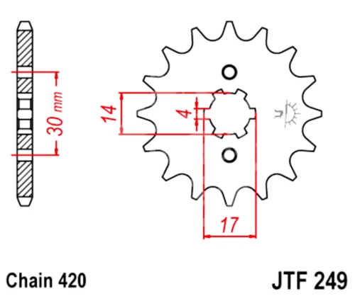 Kit de piñones y cadena de transmisión 420 JT para Kawasaki KLX 110 2010-2025 Foto 3 de 4