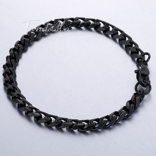 Pulsera de acero inoxidable con eslabones negros de 3/5/7 mm 7-11 pulgadas cadena para hombre - Imagen 9 de 9
