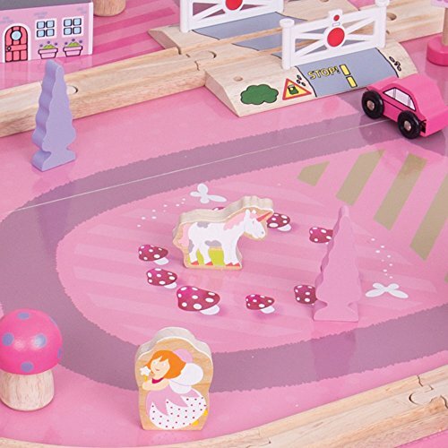 pink wooden train table