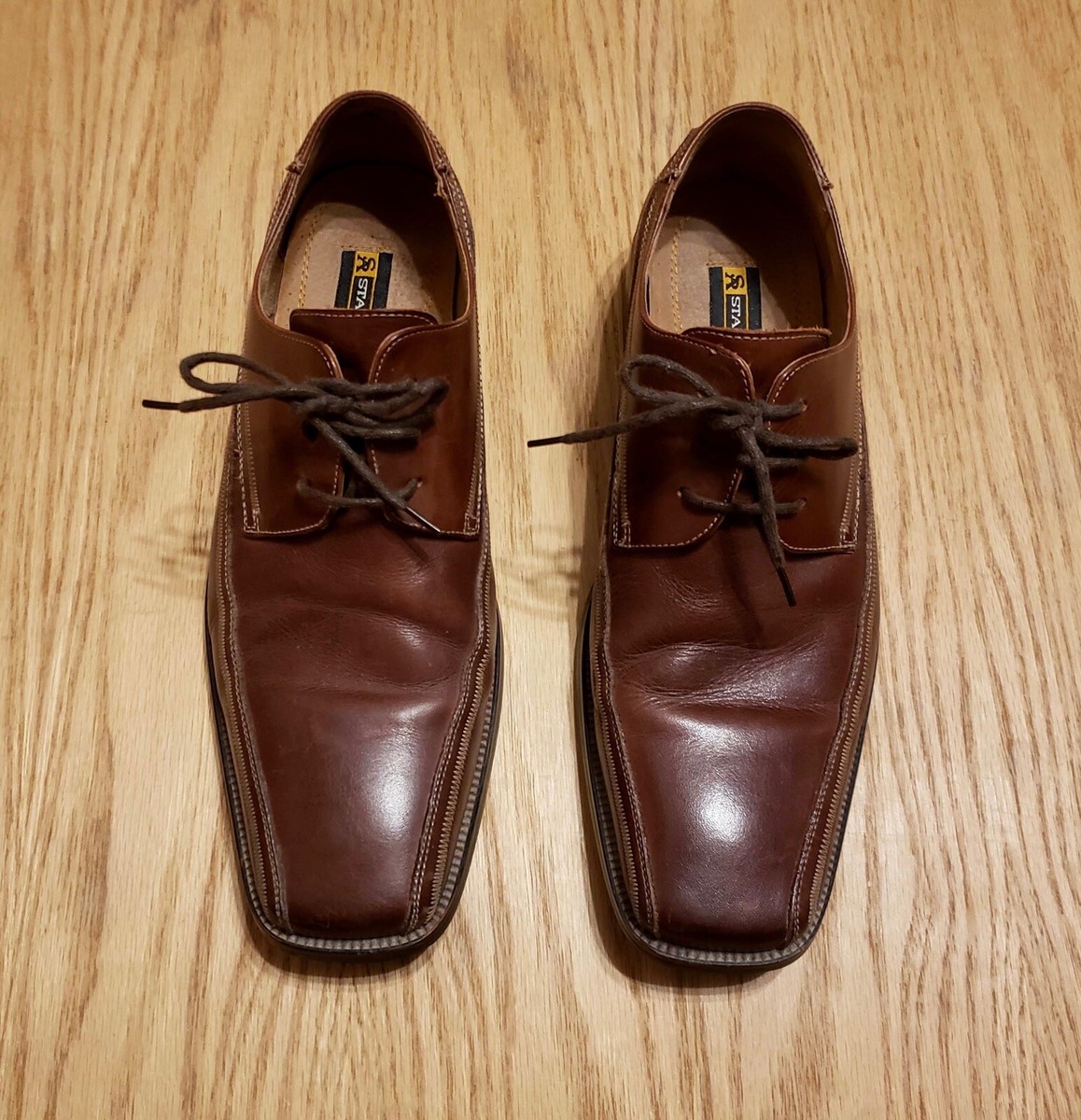 Mens Stacy Adams Hanson brown oxford leather dress shoes  display picture 2