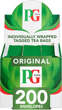 PG Tips Original Black Tea Bags, 200 Biodegradable Envelopes, String & Tag 0.08 per strip