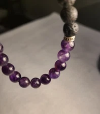 Essential Oil Diffuser Bracelet with Amethyst Charms