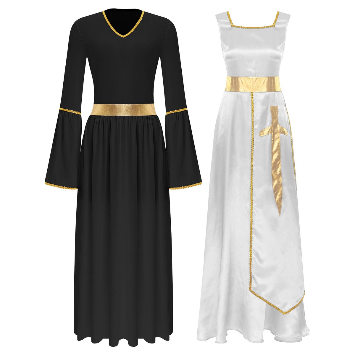 Women's Gold Cross Praise Dance Dress Outfits Worship Liturgical Costume  Church | eBay