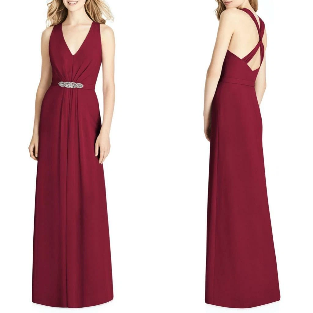 NEW JP1001 Jenny Packham BURGUNDY Jewel Belt CHIFFON A line