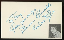 Duncan Renaldo signed autograph 3x5 cut Actor The Cisco Kid in films BAS Sticker
