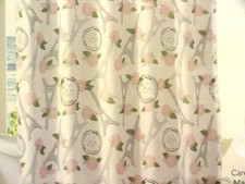 new PARIS Blue Pink Flowers White Eiffel Tower Post Mark fabric SHOWER CURTAIN