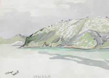 1960 Ivy Attwell Ithaca Greece Watercolor