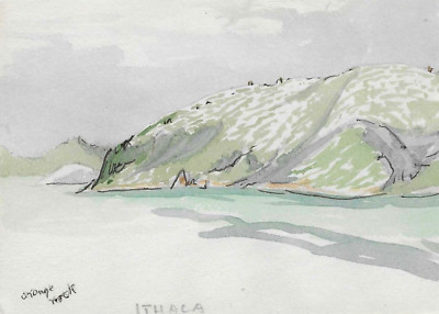 1960 Ivy Attwell Ithaca Greece Watercolor