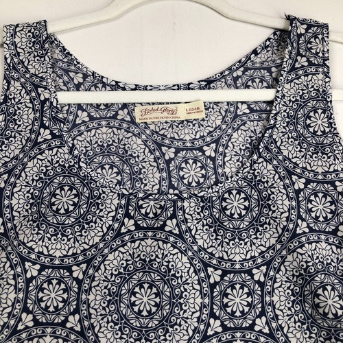 Faded Glory Tank Top Women’s Large L Blue White Geometric Sleeveless Peri Night - Picture 2 of 9