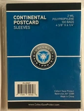 1200 CSP Soft Polypropylene CONTINENTAL Postcard Sleeves 4 3/8 X 6 1/4" holders