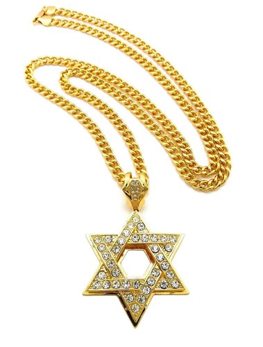 MENS GOLD 6 POINT STAR DAVID JEWISH 