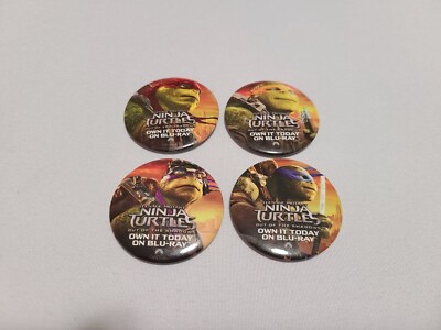 Lot of 4 - 2016 TMNT ''Out of the Shadows'' Promotional 2'' Button Pin Collectible