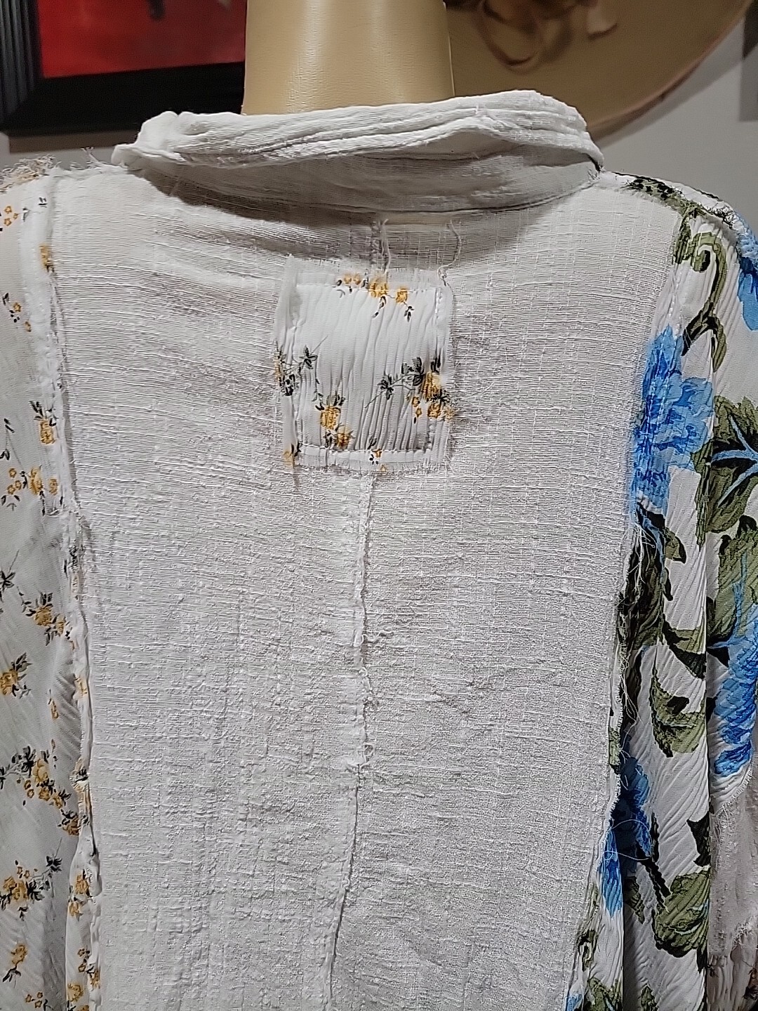 POL Oversized Patchwork Raw Edge Mixed Patterns B… - image 6