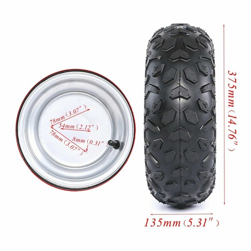 2PC 6" 145/70-6 Tire Rim Wheel + 3 Stud Axle Hub for 110cc 50cc Quad ATV Go Kart - Picture 3 of 9