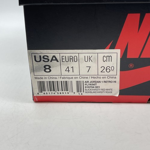 Size 8 - Air Jordan 1 Retro OG Flyknit High Bred Red Black Suede (919704-001) - Picture 8 of 8