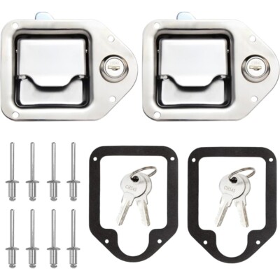 4-3/8''3-1/4'' Trailer Paddle Door Latches Handle Truck Tool Box Lock Steel Key