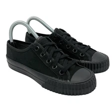 PF Flyer Shoes Womens 6.5 Black Low Top Canvas Sneakers Vulcanized Mens 5