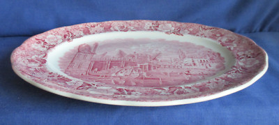 Palissy, Servierplatte 30 cm, Platte Thames River Scenes rot Datchet Bride Bucks