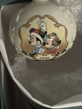 1998 Lenox Christmas Ornament Disney Mickey & Minnie Mouse Mistletoe Porcelain