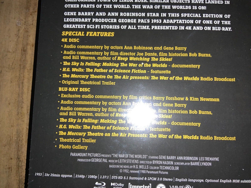 GEORGE PAL WAR OF THE WORLDS IMPRINT 4K UHD BLU RAY STEEL BOOK LENTICULAR COVER EBay