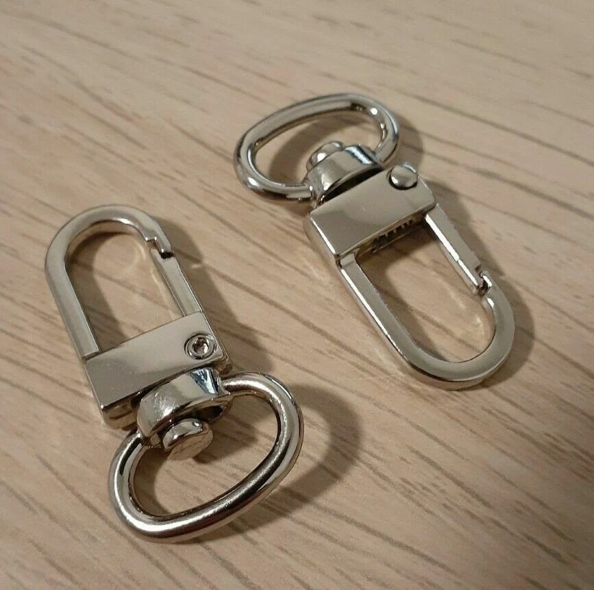 (2) Luggage Tag Swivel Hook for Louis Vuitton Bag Charm Name Tag Clasp LV Chrome