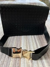 black fanny pack waist bag gold hardware stylish  