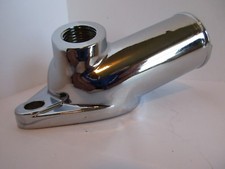 SBC BBC Chevy 15deg CHROME WATER NECK THERMOSTAT HOUSING WITH TEMP PORT #9468