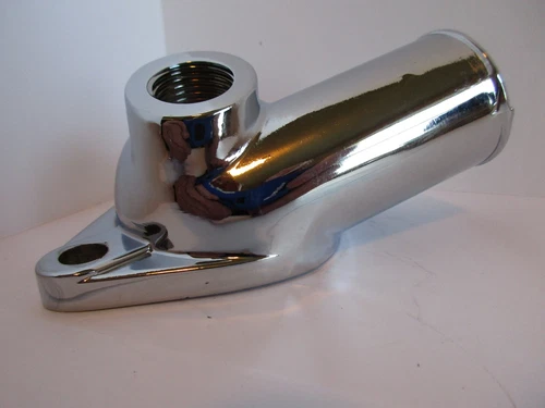 SBC BBC Chevy 15deg CHROME WATER NECK THERMOSTAT HOUSING WITH TEMP PORT #9468