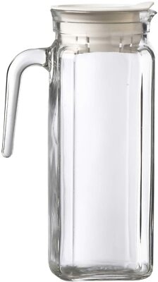 Amici Home Italian Igloo Quadra Medium Glass Pitcher with Handle & Lid, 34 oz