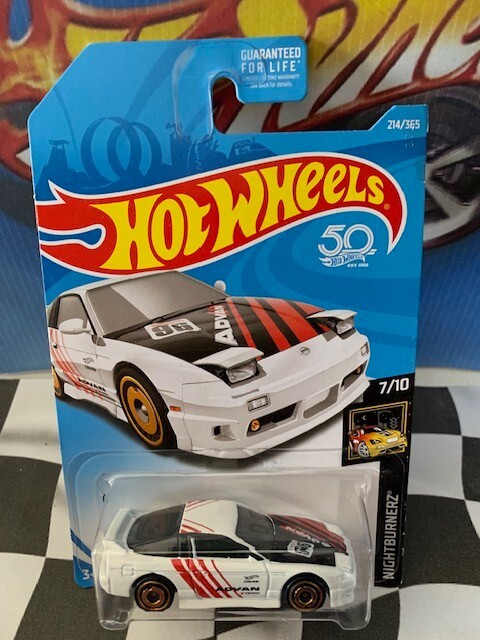 Hot Wheels 2018 HW Nightburnerz  7/10 214 '96 Nissan 180SX Type X WHITE AeroDisc