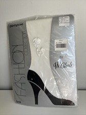NEW Vintage W Club Fashion Pantyhose White Size Tall White Bow Pearl Detail USA
