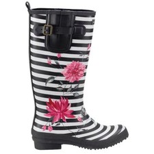 Ladies Wellies Briers Long Waterproof Garden Wellington Boots Floral Stripes