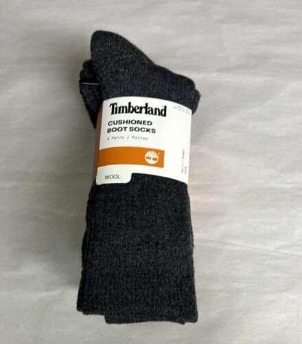 New Timberland Socks 4 Pair Package Men’s Gray Wool Cushioned Boot Socks Fall
