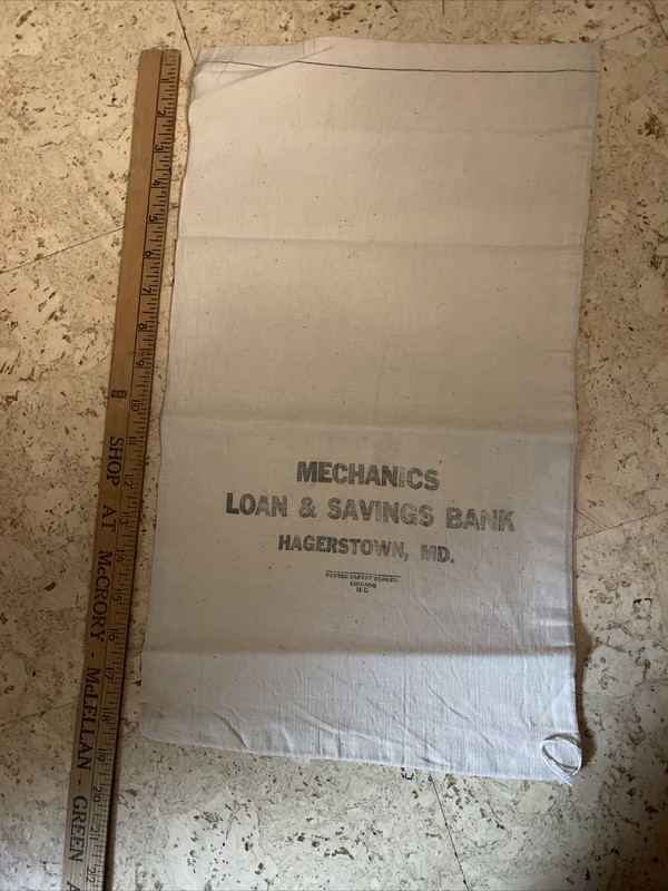 Mechanics Loan and Savings Bank Hagerstown money Bag