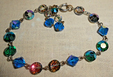 Multi Color Sparkle Bead Bracelet With Dangle Accent- L18B
