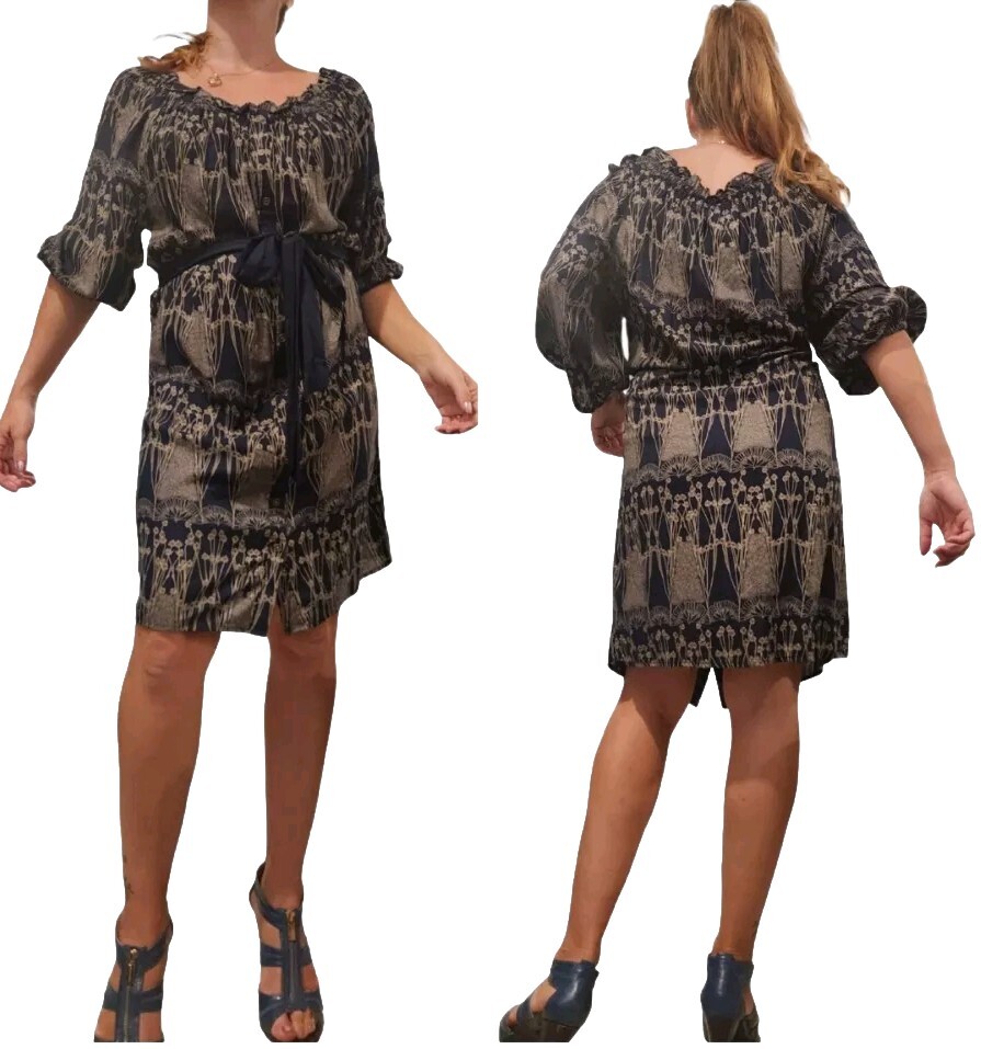 Banana Republic Blue Floral Peasant Button Front Shirt Dress Size 10 Petite Mini