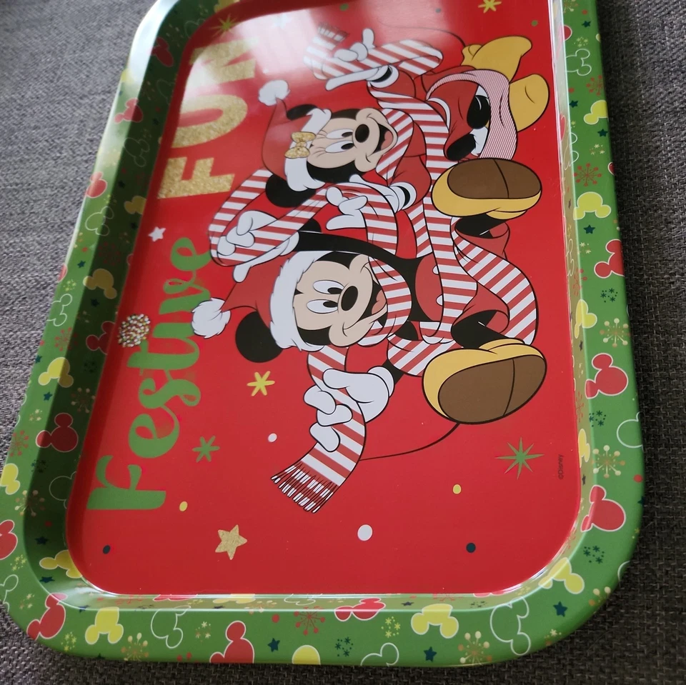 Disney Christmas Mickey and Minnie Tray- Rectangular Tin Serving Tray- 13.5" L  - Image 2 of 4