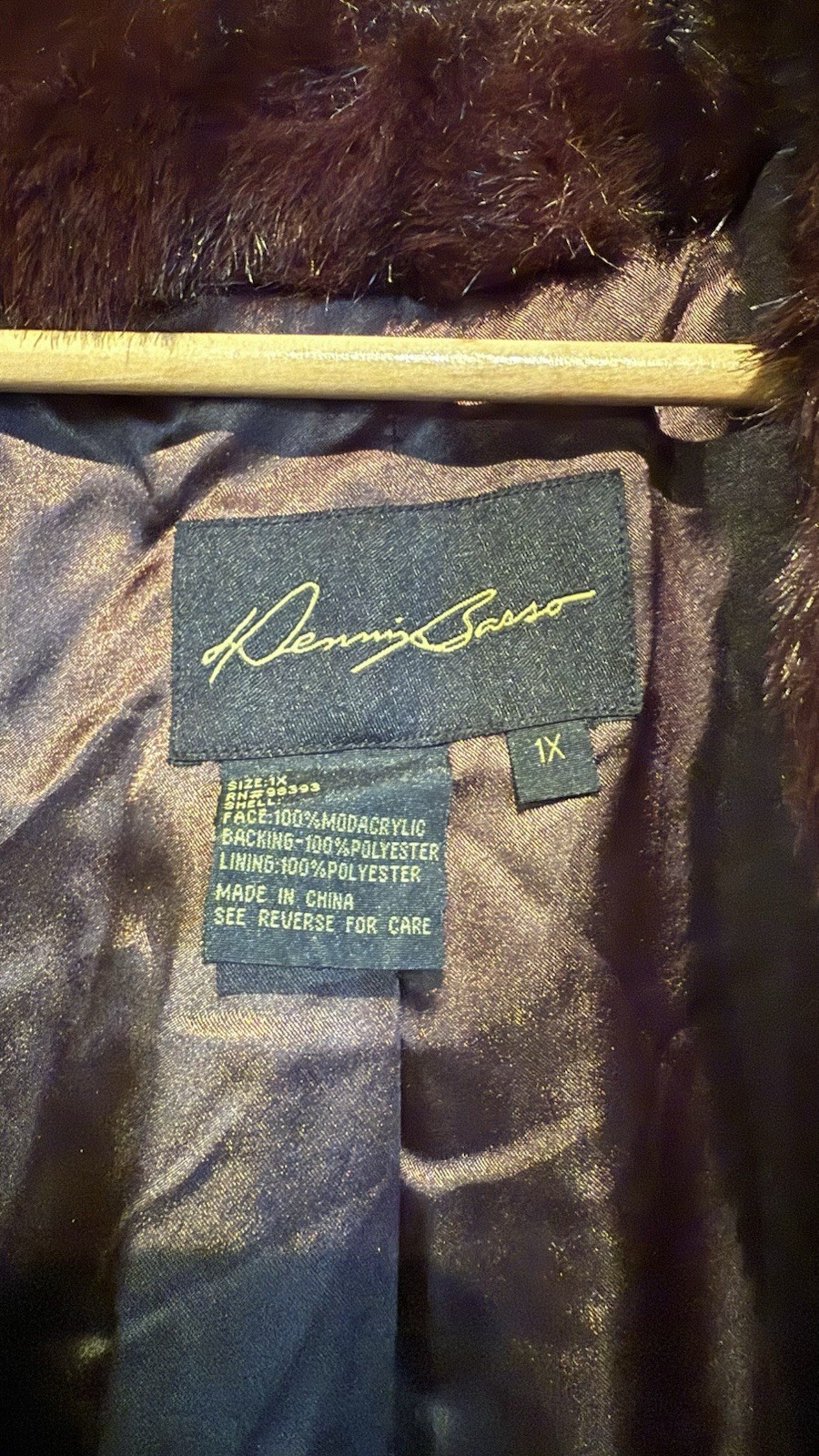 Dennis Basso Brown faux fur Long coat Women Plus 1X Luxury Designer Elegant