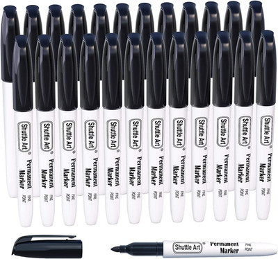 Shuttle Art Black Permanent Markers, Fine Tip Pens, 24 Pack, Quick Drying