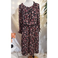 Talbots Floral Scalloped Ruffle Button Maxi Dress Womens Size LP Cottagecore