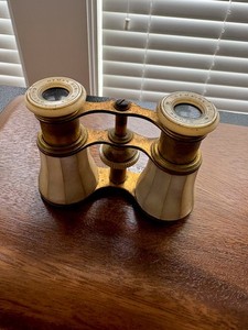 Antique Lamier Paris Small French Brass/Mother of Pearl Opera Glasses/Binoculars