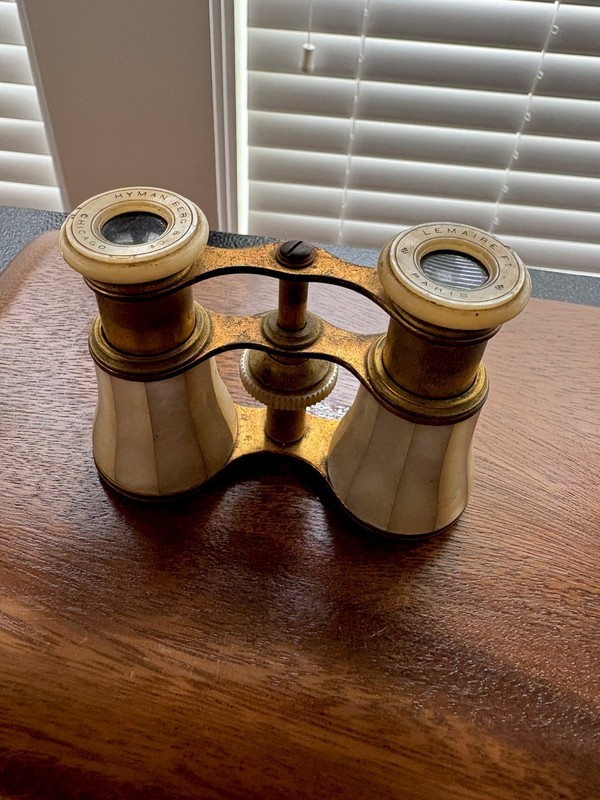 Antique Lamier Paris Small French Brass/Mother of Pearl Opera Glasses/Binoculars