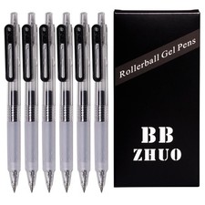 6-Count 0.7mm Medium Point Retractable Gel Pens Smooth Writing Black Ink