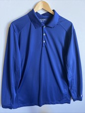 Nike Golf Tour Performance Mens Blue Dri-Fit Polo Long Sleeve Shirt Sz L
