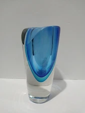 Badash Azure Murano-Style Art Glass Vase - 9.5" Tall Mouth-Blown Glass Bud Vase